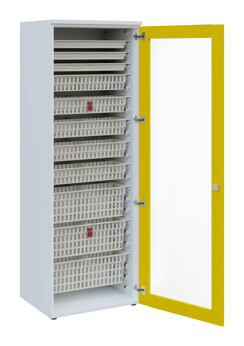 EUROMEDICA S - 66 ABS skříň léková boxová, 1-dveřová/prosklená, pravá, 1950x660x535, korpus bílý, dv